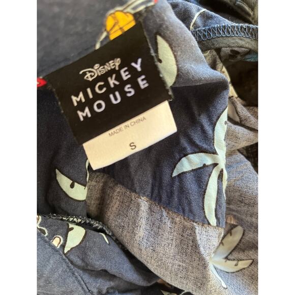 Disney Mickey Mouse Button Down Short Sleeve Rayon Palm Tree Shirt Women's S - Picture 5 of 7